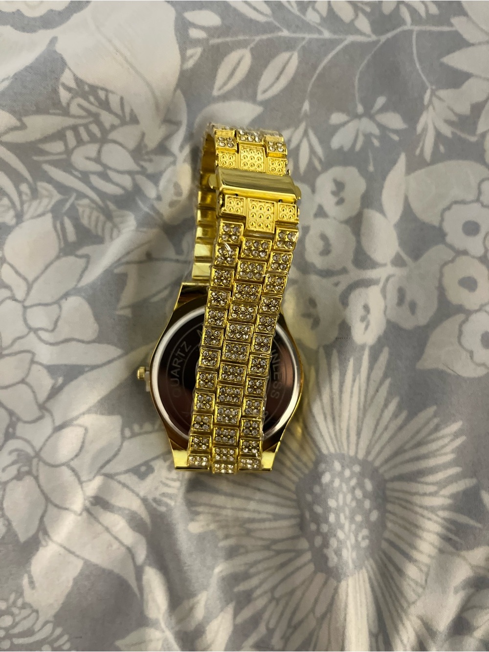 Gold Iced Out Diamond Mens Bustdown Watch Sapphire Glass Stainless Steel Shine ✨ - Picture 5 of 6